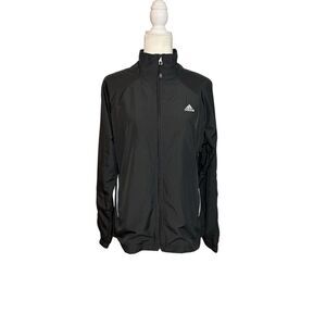 Adidas full zip black windbreaker jacket - L